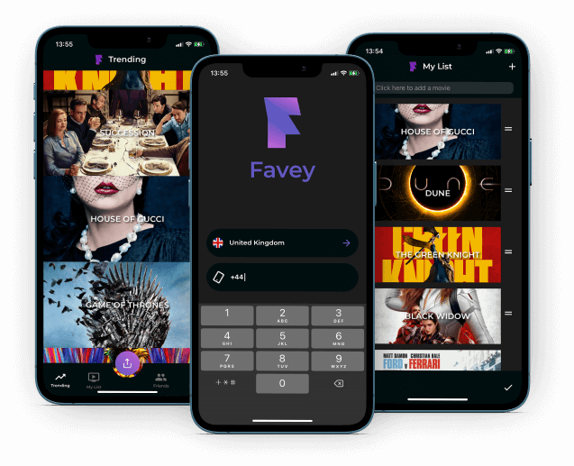 Favey screenshots - see how app looks like. Watch and share your favaourite Movies & TV Shows